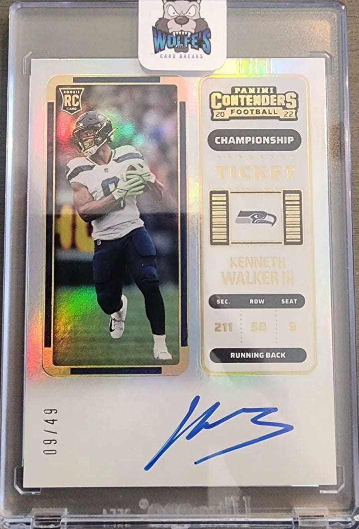 2022 Panini Contenders KENNETH WALKER III RC 09/49JERSEY# 1/1