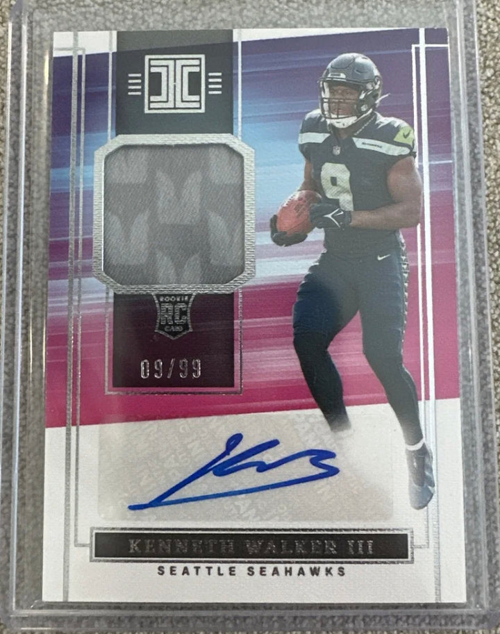 2022 Impeccable Kenneth Walker III RPA Patch Auto #9/99 Jersey Number