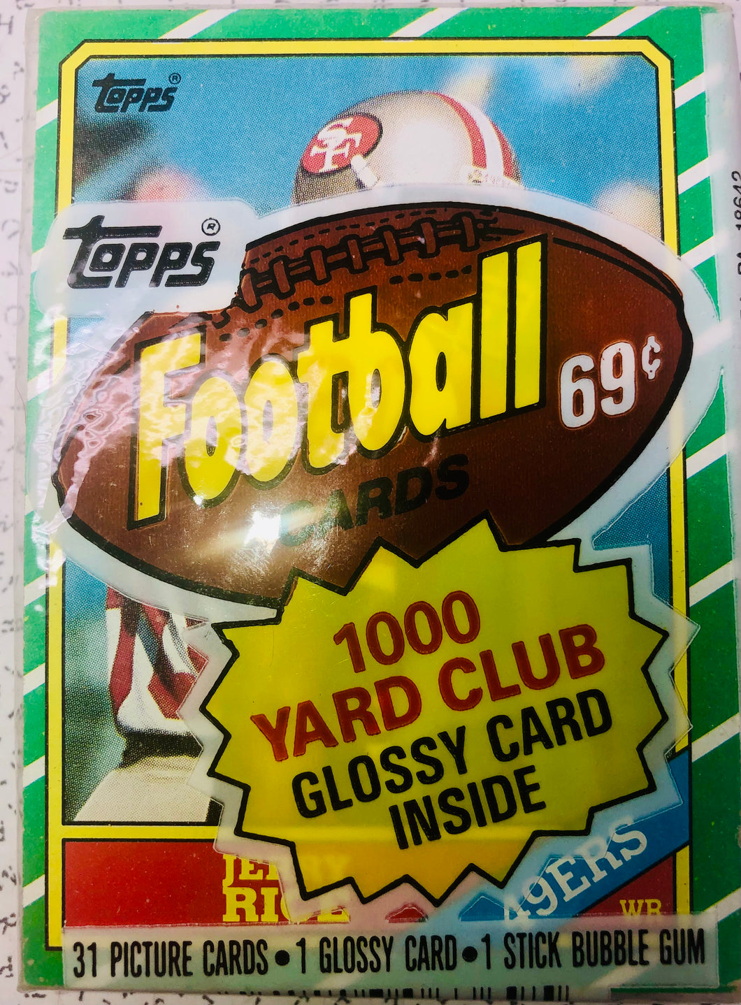 1986 Topps Football Cello Pack Jerry Rice RC Top Joe Montana Bottom