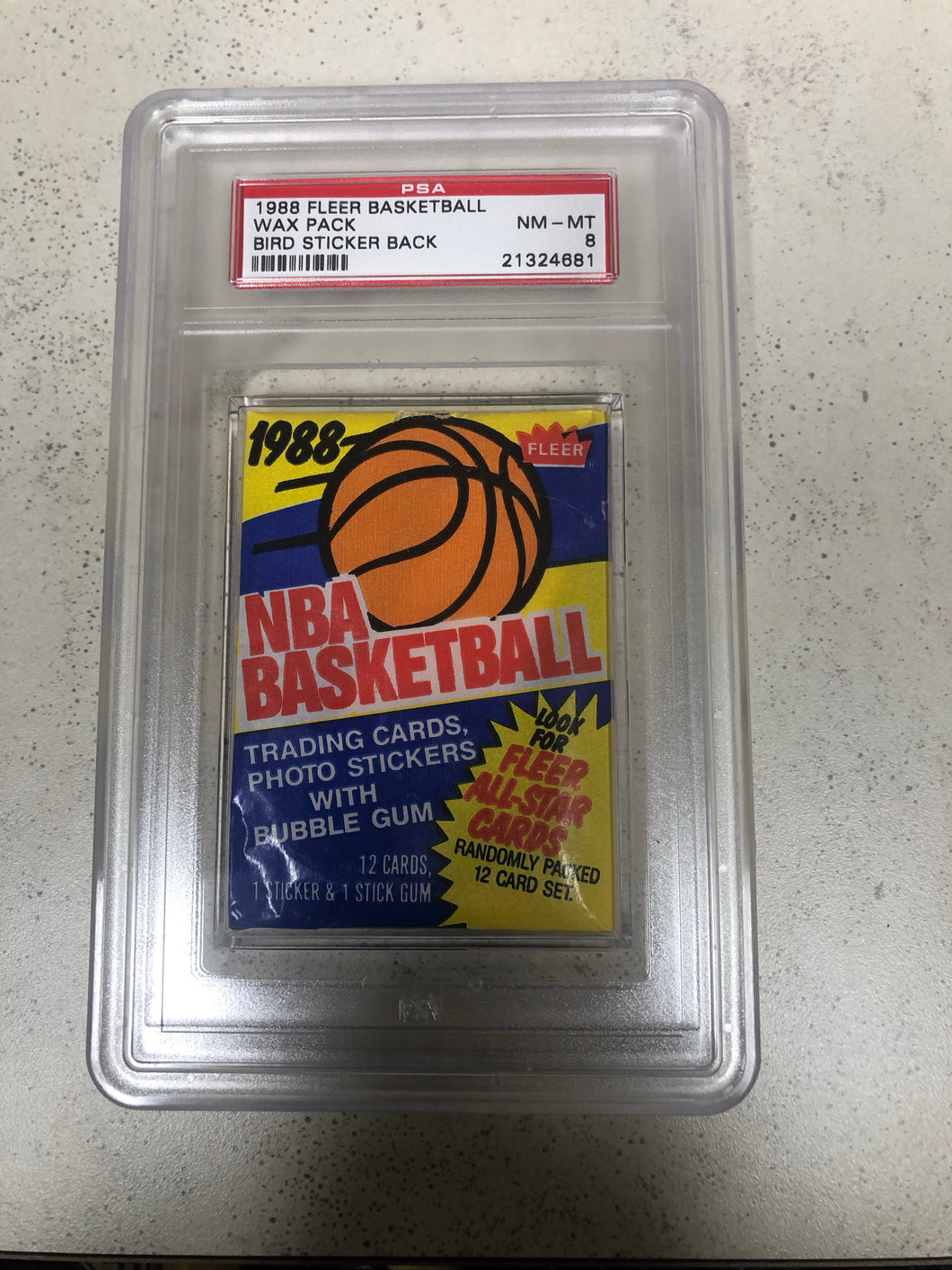 1988 Fleer Basketball Wax Pack Bird Sticker Back Psa 8