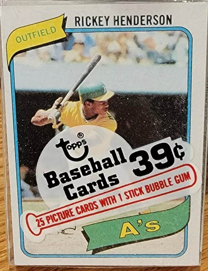 1980 Topps Baseball Cello Pack Rickey Henderson RC Top