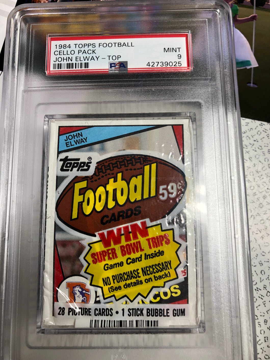 1984 Topps Football Cello Elway RC Top PSA 9