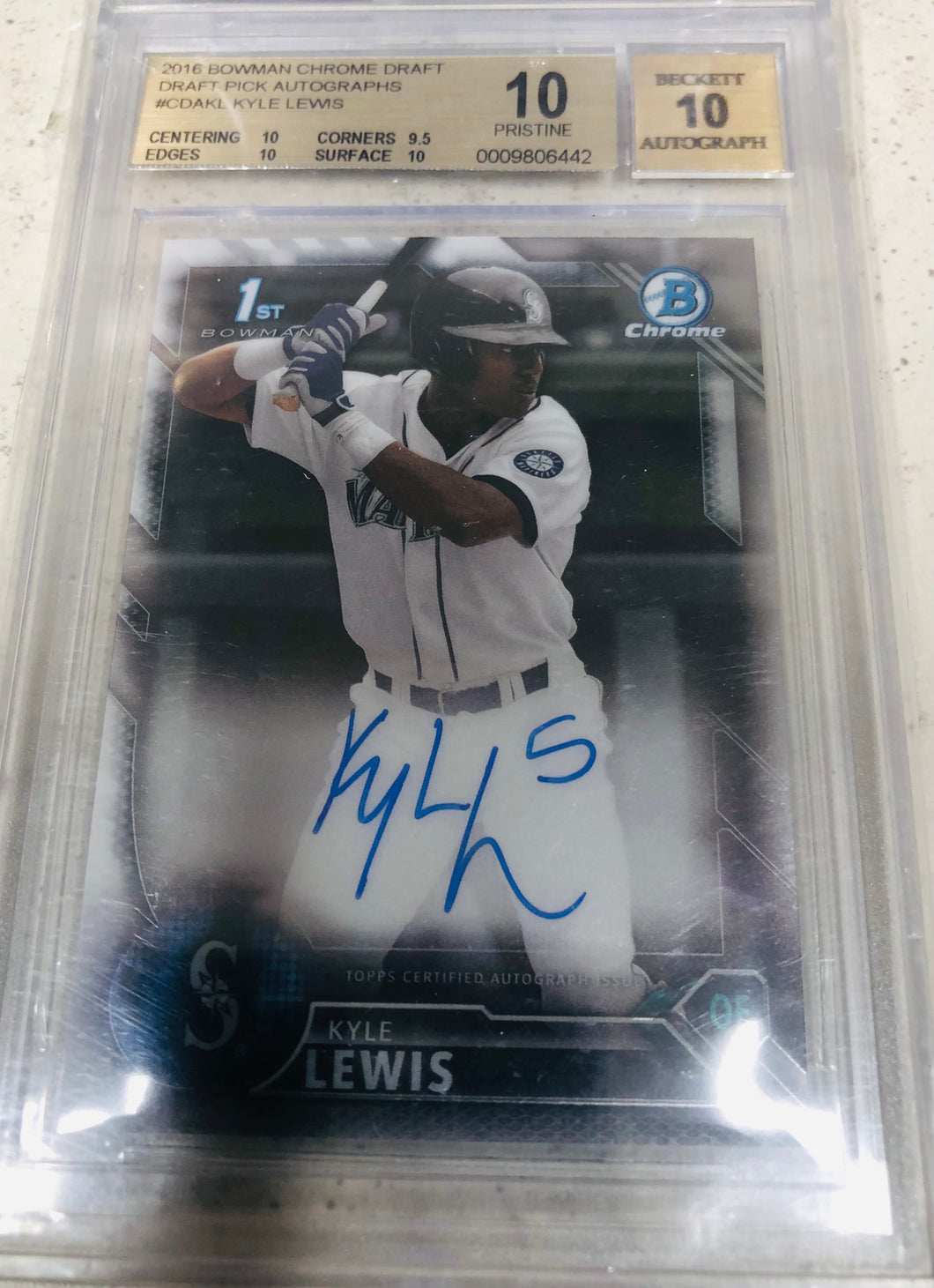 2016 Bowman Chrome Draft Kyle Lewis RC BGS 10 10 Auto