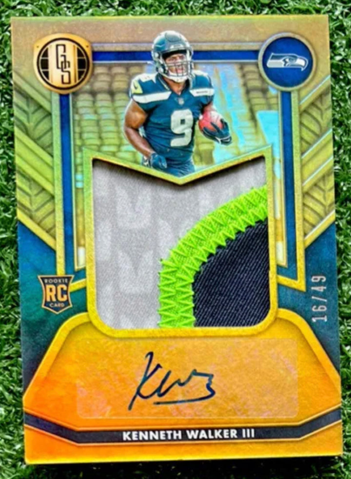 2022 Gold Standard KENNETH WALKER lll Rookie 3 Color Patch Auto /49 Autograph RC