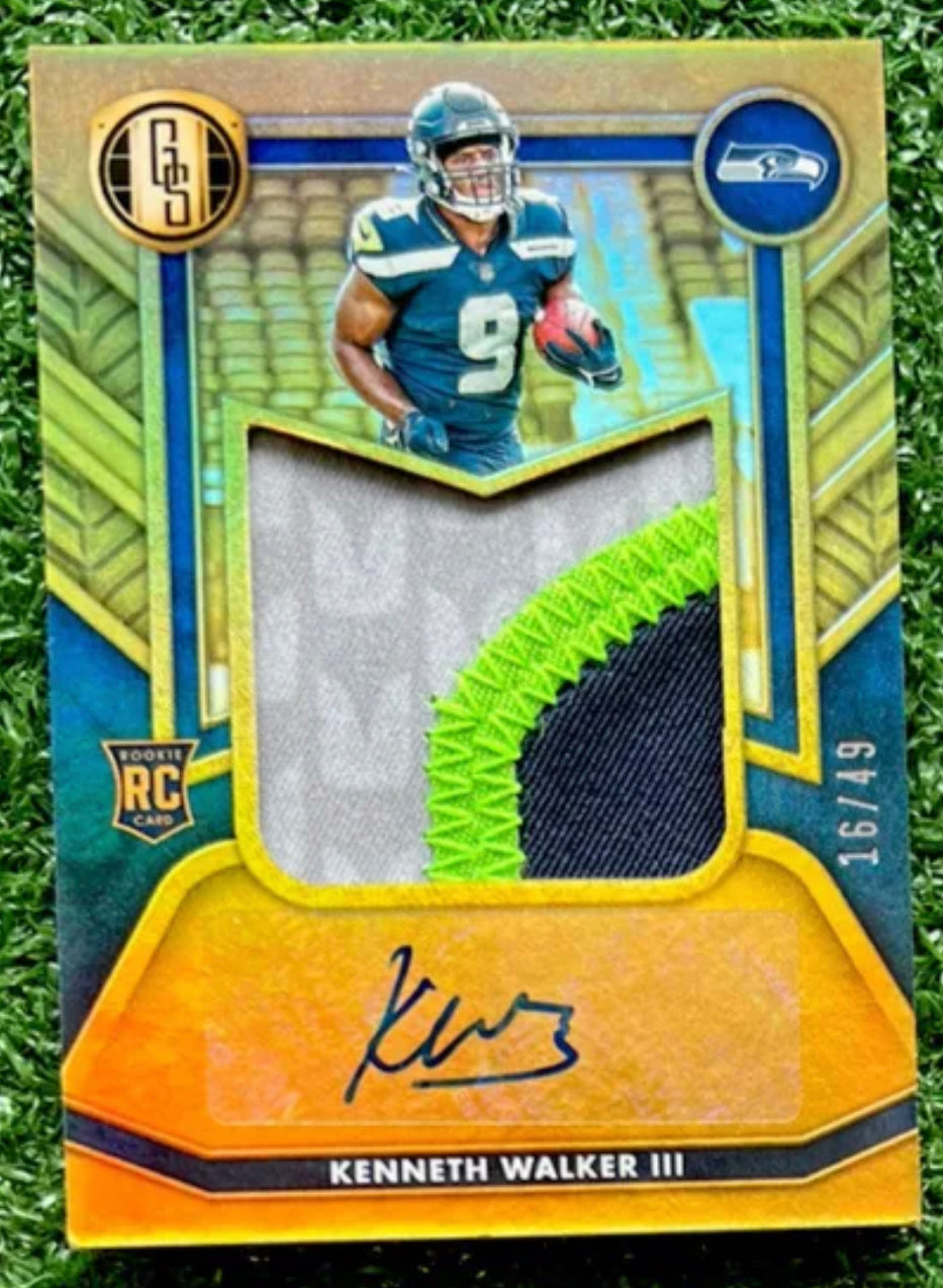 2022 Gold Standard KENNETH WALKER lll Rookie 3 Color Patch Auto /49 Autograph RC