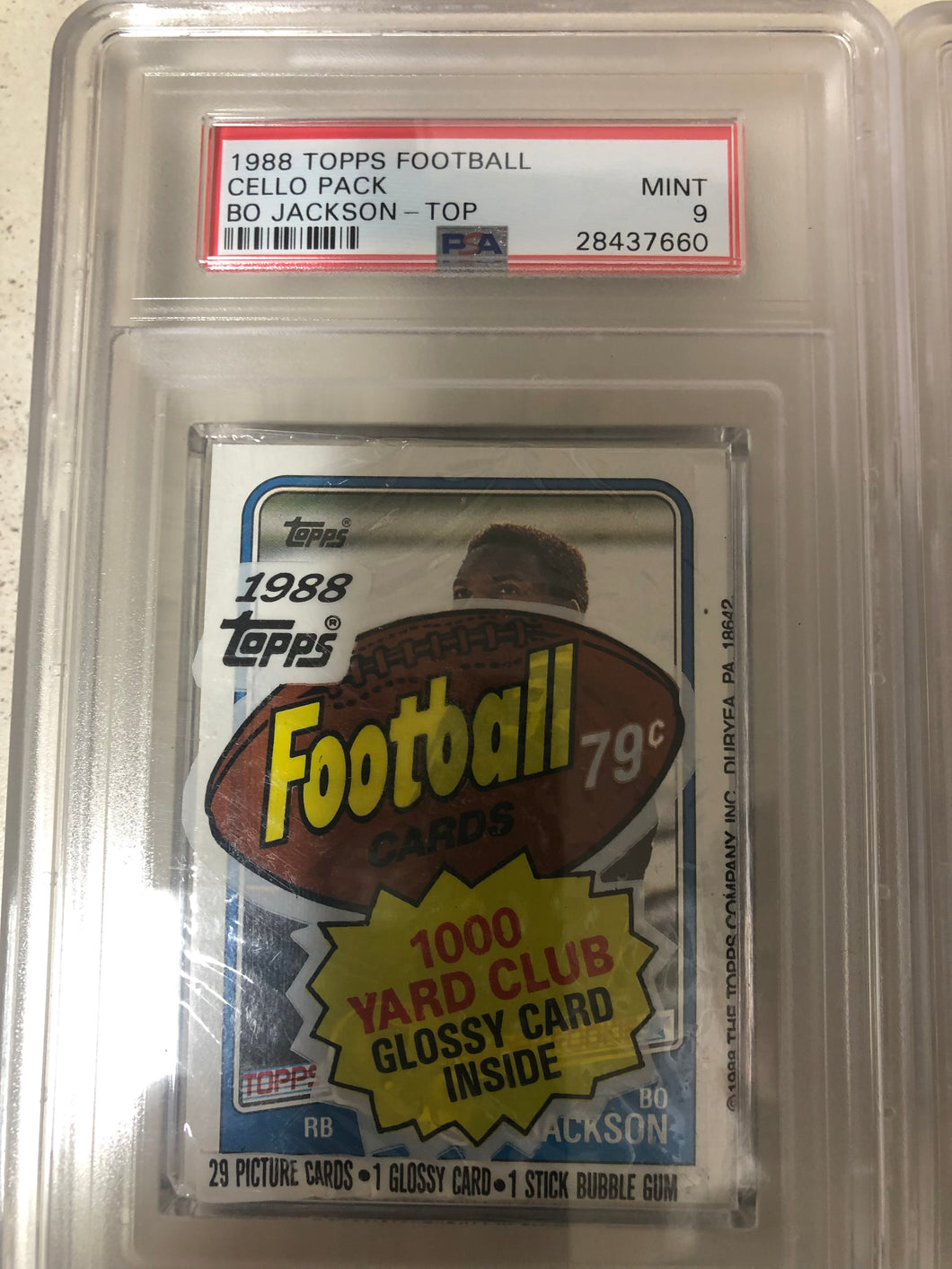 1988 Topps Football Cello  Bo Jackson RC On Top PSA 9