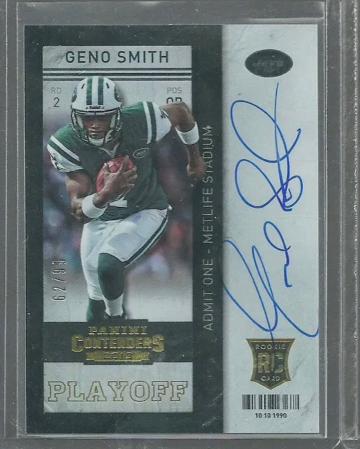 GENO SMITH PLAYOFF TICKET RC AUTO #/99 2013 CONTENDERS SEAHAWKS AUTOGRAPH