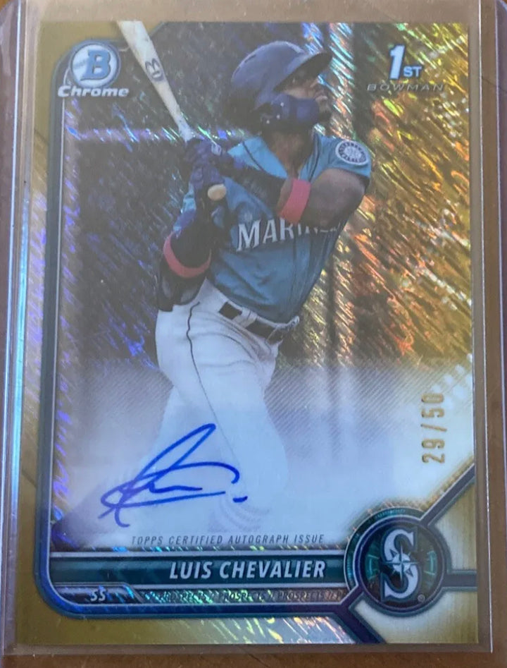 2022 Bowman Chrome Gold Shimmer Refractor Luis Chevalier Auto Mariners 🔥#D/50