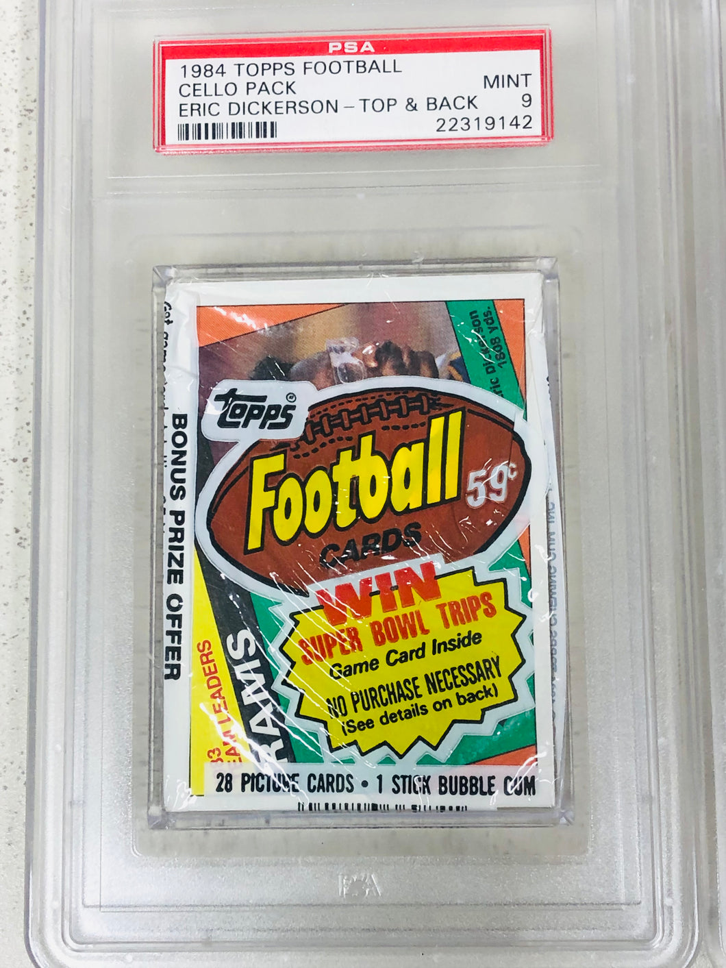 1984 Topps Football Cello Pack Dickerson Top and Bottom Rc