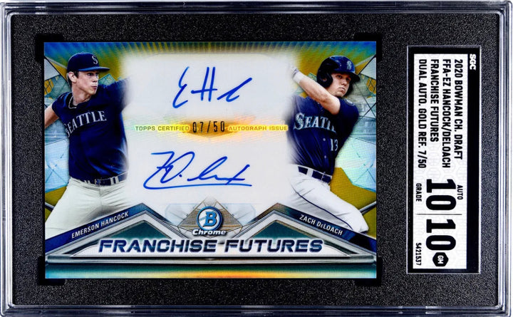2020 Bowman Chrome Emerson Hancock Zach DeLoach Gold Refractor Auto /50 SGC 10