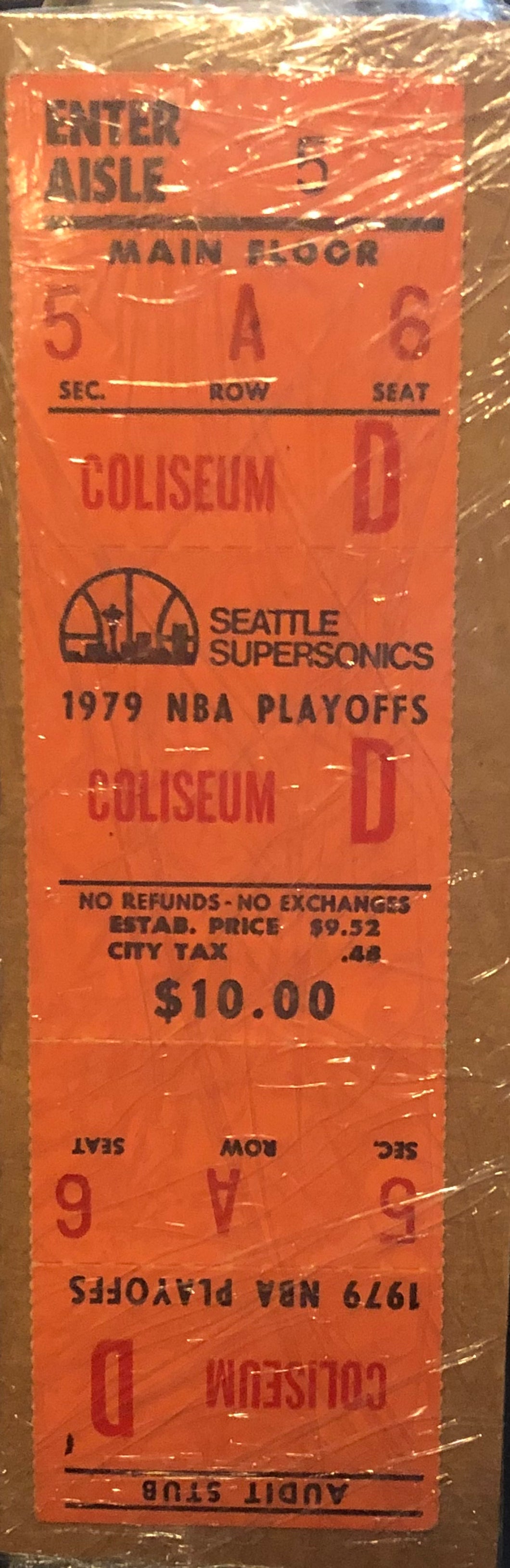 1979 SuperSonics Playoff Ticket World Champions