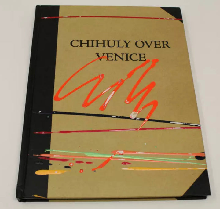 DALE CHIHULY SIGNED AUTOGRAPH W/ PAINT ON BOOK COVER CHIHULY OVER VENICE ORANGE