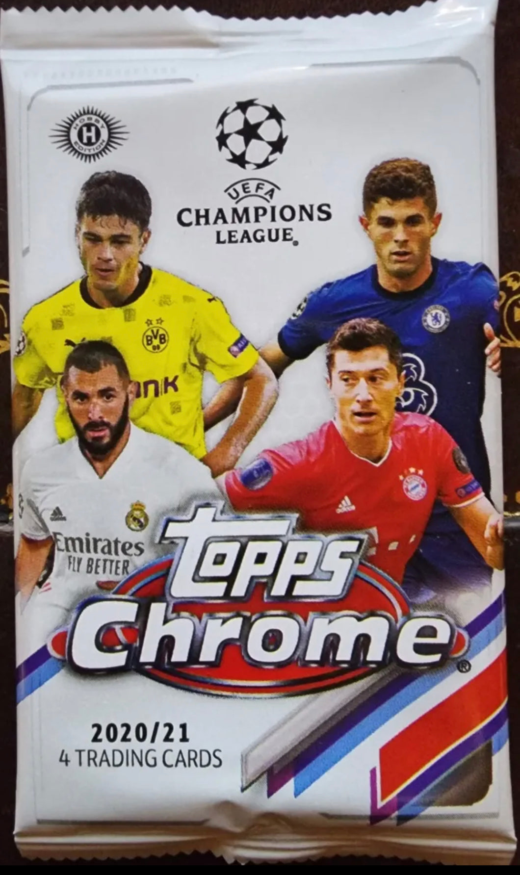 ⚽ 2020-21 TOPPS CHROME UEFA HOBBY PACK CHAMPIONS LEAGUE 4 CARDS SOCCER FROM BOX