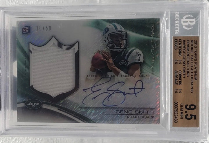 2013 Topps Platinum Geno Smith Rookie Patch Auto Prizm Refractor 10/50! BGS 9.5!