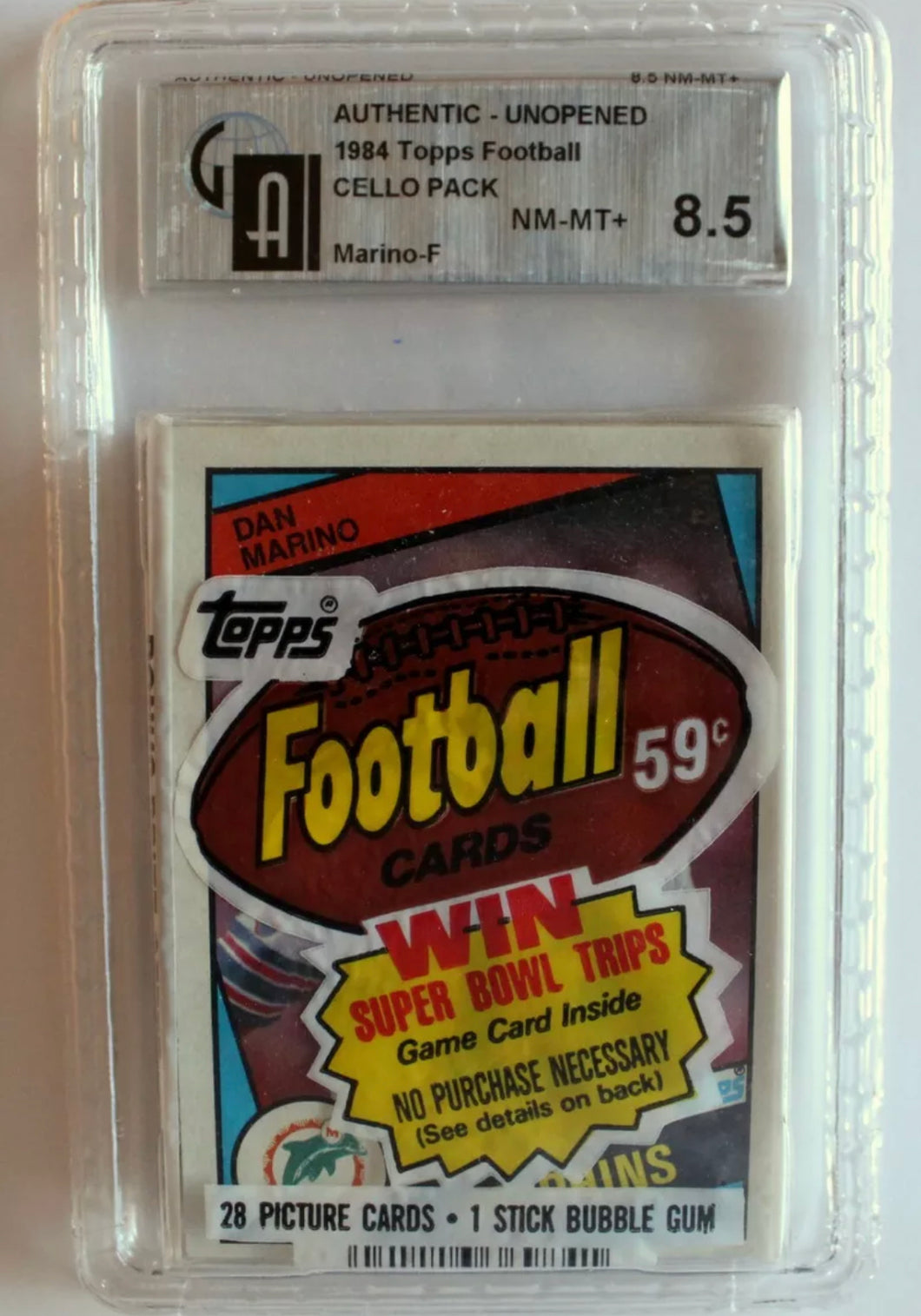 1984 Topps Football Unopened Cello Pack Dan Marino RC Rookie Top GAI 8.5 NM-MT+