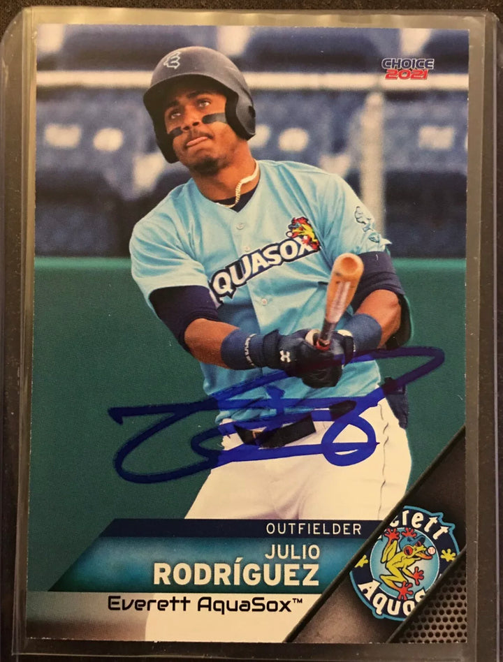 Signed 2021 Everett AquaSox Julio Rodriguez Autographed Auto Seattle Mariners