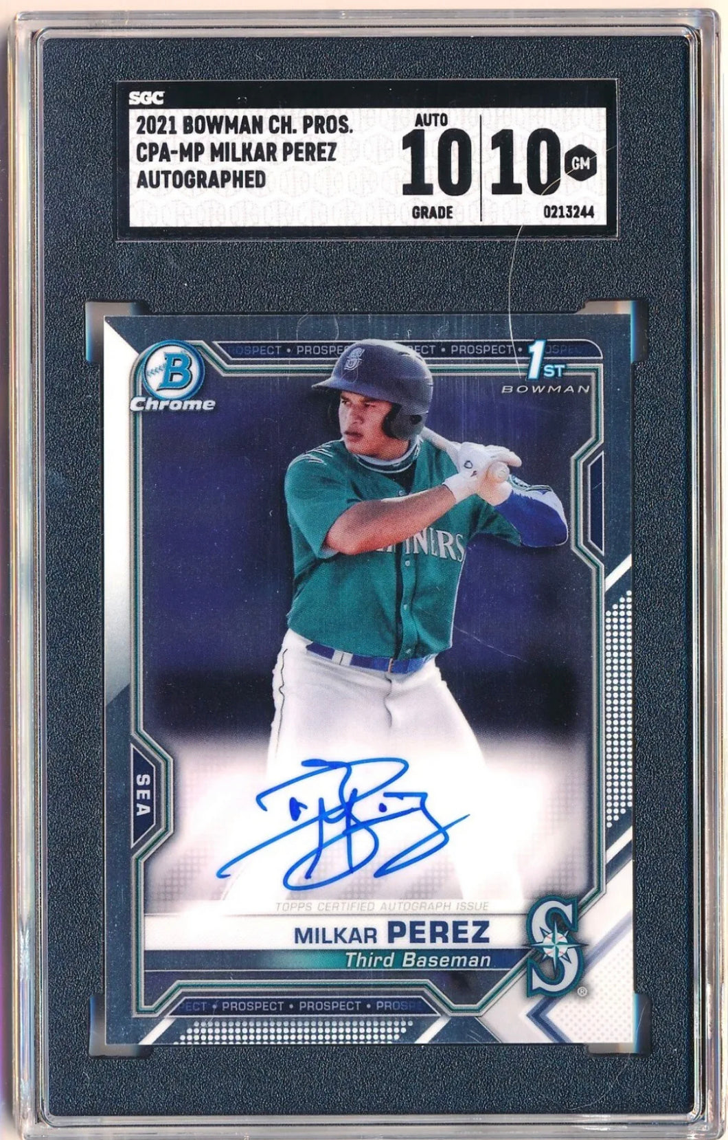 2021 Bowman Chrome Milkar Perez Autograph Auto #CPAMP SGC 10/10