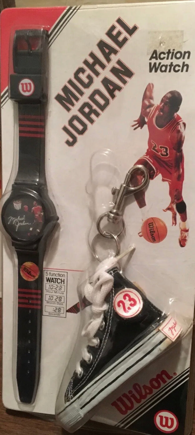 Michael jordan 1984 converse wilson keychain shoe and watch