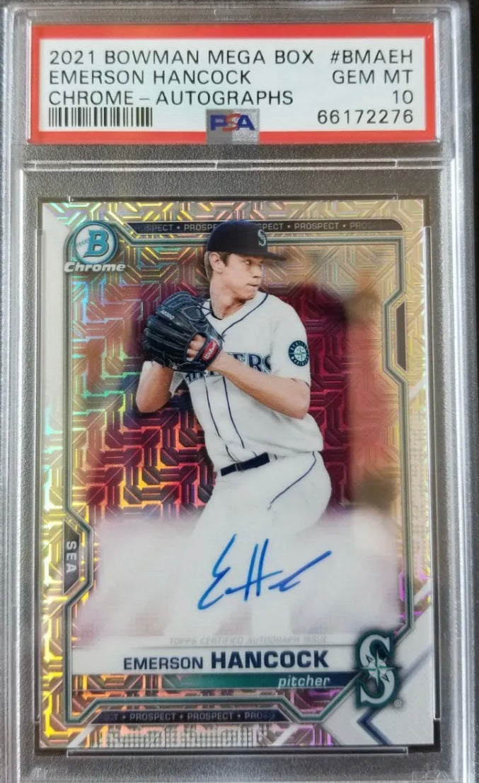 2021 Bowman Chrome Prospect Emerson Hancock Mariners Mojo Refractor Auto PSA 10