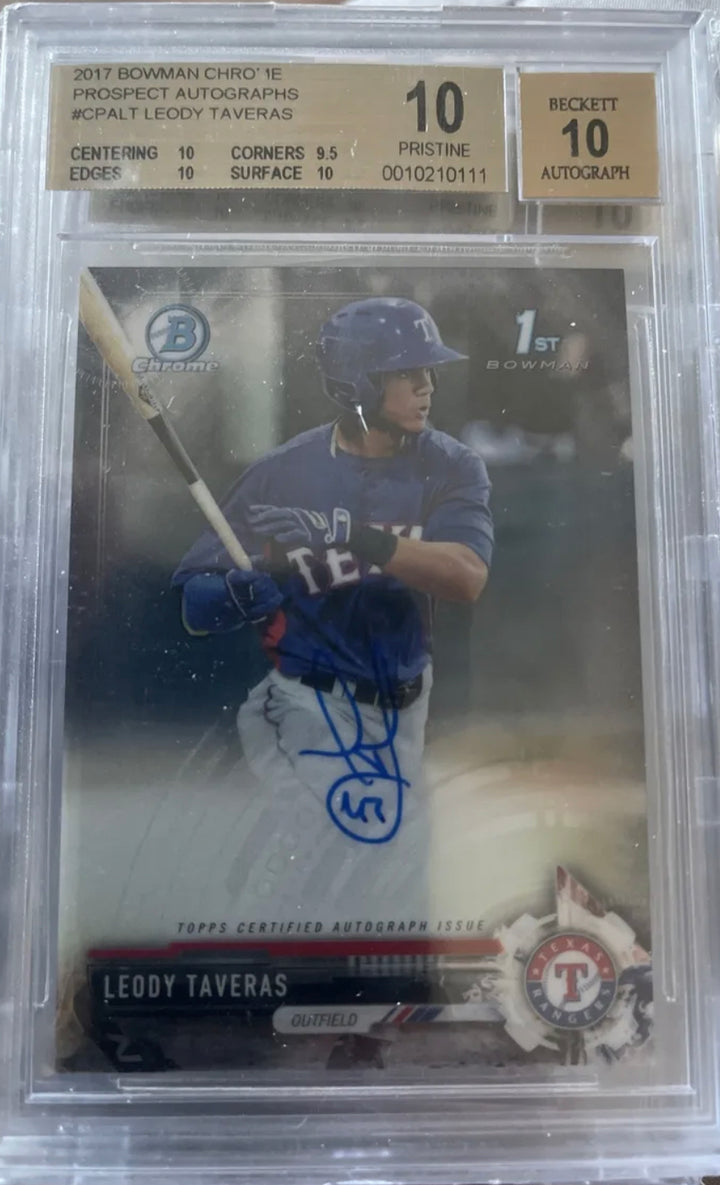 2017 leody taveras bowman chrome auto bgs 10/10 pristine