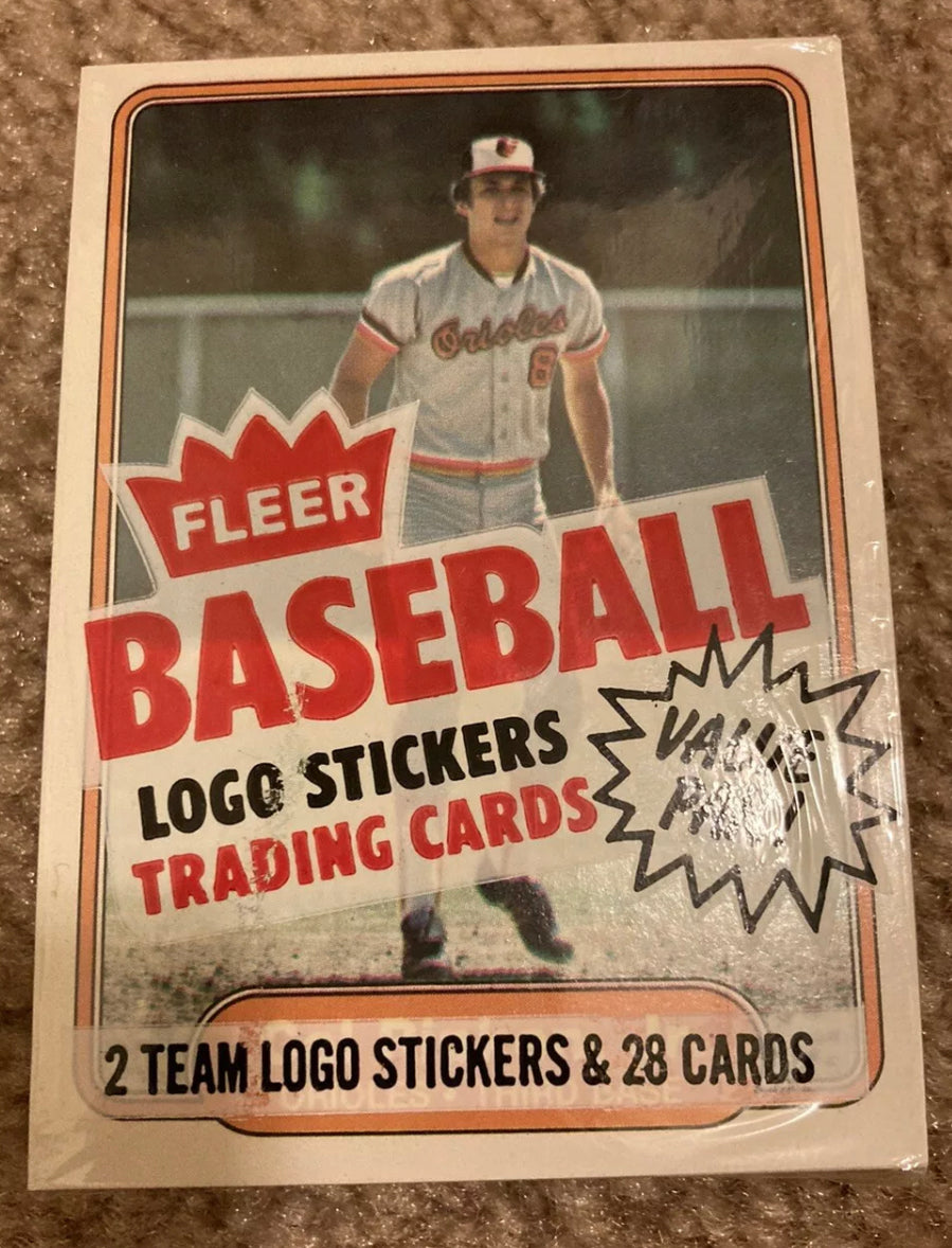 1982 Fleer Unopened Cello Pack w/ Cal Ripken  Rookie RC on Top