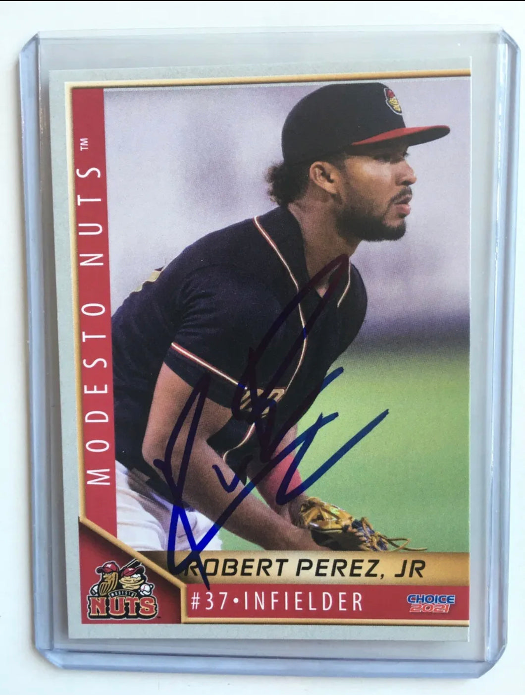 2021 Robert Perez Jr.  Modesto Nuts Autographed Card Signed Everett Aquasox