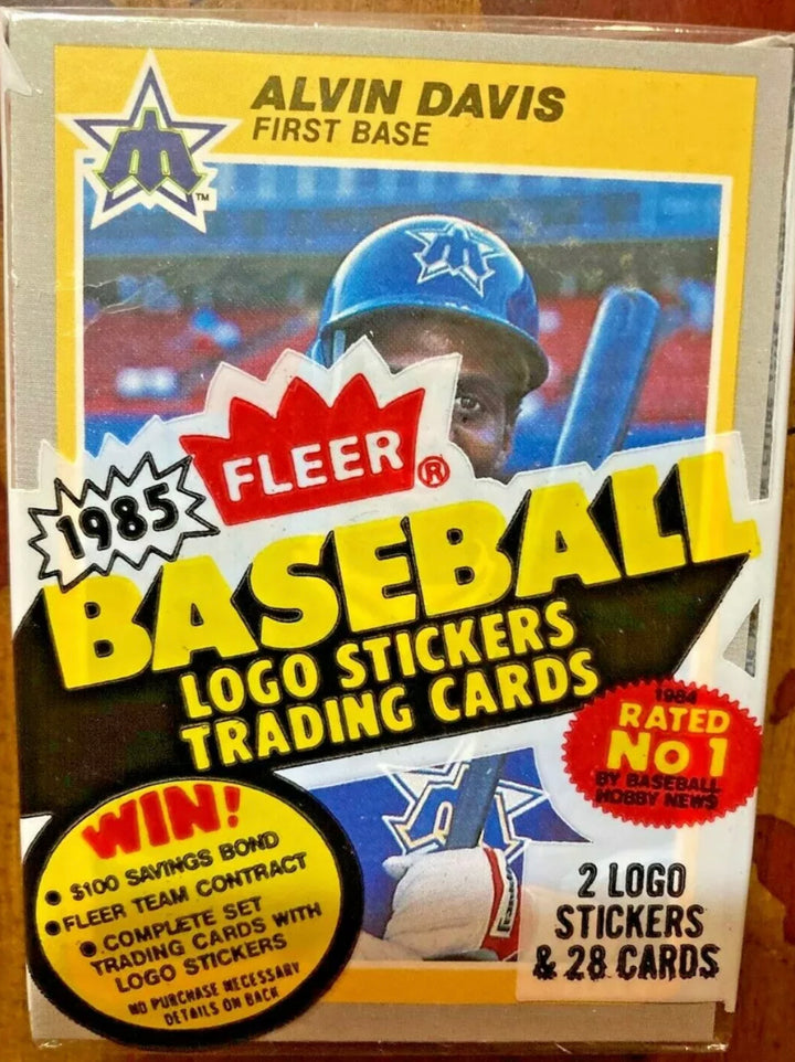 Sealed 1985 Fleer Baseball Cello Pack Alvin Davis Rookie Top