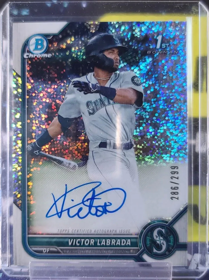 2022 Bowman Chrome Speckle Refractor 1st Victor Labrada Auto /299 WHC10