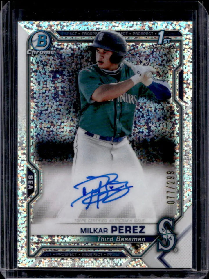 2021 Bowman Chrome Milkar Perez Speckle Refractor Auto Autograph #077/299