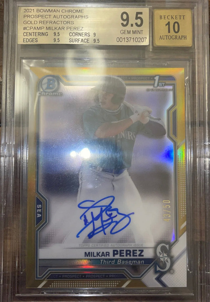 2021 Bowman Chrome Prospect Auto Gold /50 Milkar Perez 9.5 BGS
