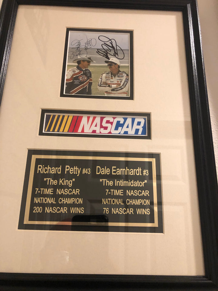 Richard Petty Dale Earnhardt Dual Signed Picture Framed