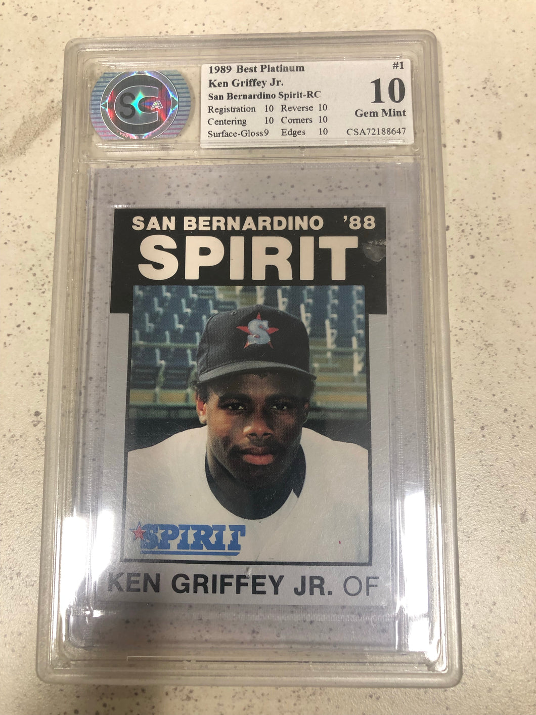 1988 San Bernardino Spirit Griffey JR Signed CSA 10