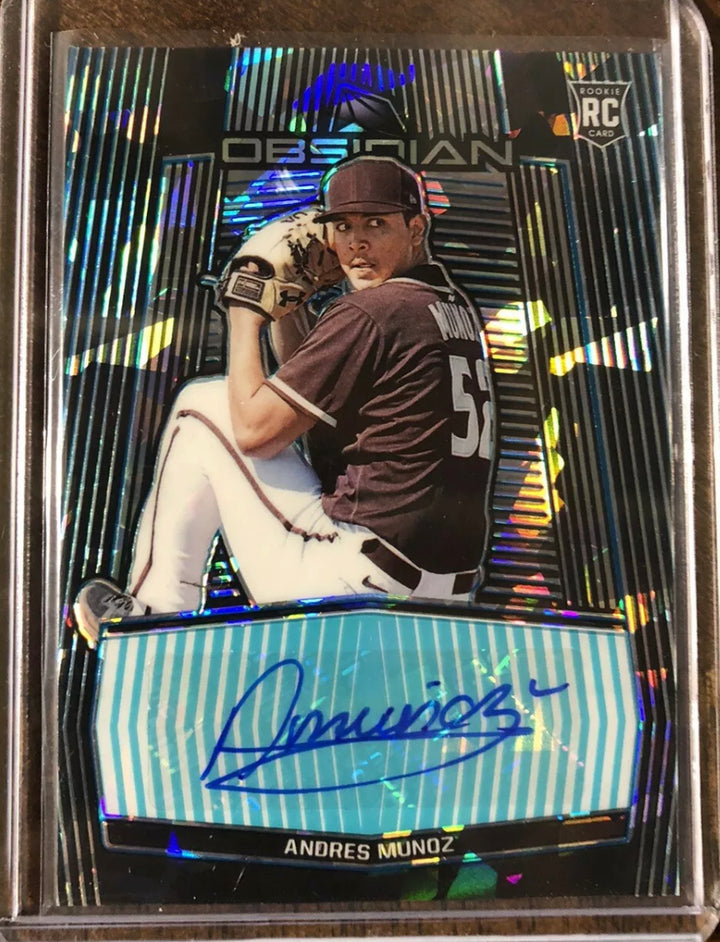 2020 panini chronicles obsidian ANDRES MUNOZ rc teal cracked ice /20 SSP auto